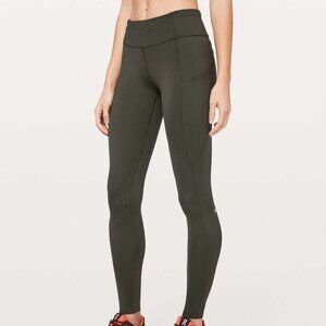Lululemon Fast Free Full Length 28" Tight Mid-Rise Non-Reflective 28" Dark Olive